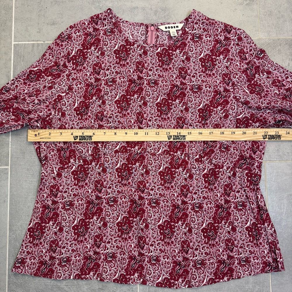 Boden Empire Waist Long Sleeve Boho Top - Red Botanic - Size XL (16-18 / UK 20) - Picture 3 of 13